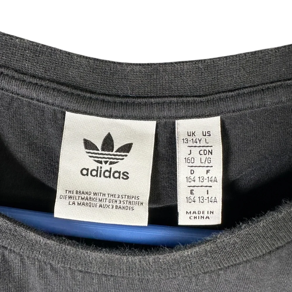 Kids‎ Adidas Black T Shirt Short Sleeve Logo Graphic Tee Youth L 13-14Y